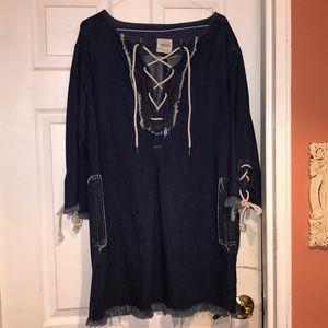 Designer boutique denim dress NWOT